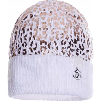 Čepice Dívčí čepice se s leopardím vzorem bílá Ambra, vel. 46/48