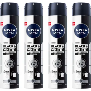 NIVEA MEN Black&White Original Antiperspirant pro muže ve spreji 72h 200 Ml x4