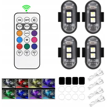 Osvětlení pro motocykl 4 KUSY LED STROBOSKOPICKÝCH SVĚTEL AUTO MOTO DRON KOLO NÁKLADNÍ AUTO