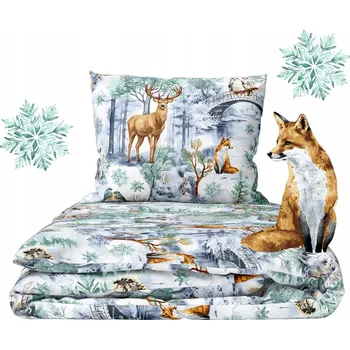 Povlečení Dětské povlečení 160x200 cm pro děti, CERTIFIKÁT, Winter Forest Green