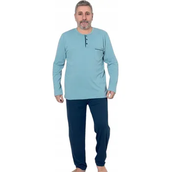 Pánské pyžamo Pánské pyžamo mátové barvy s dlouhými kalhotami a kapsou, velikost 4XL