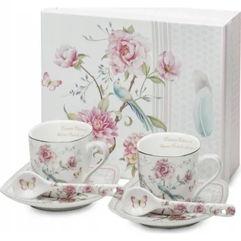 Šálky na espresso 2+2 80 ml, květinový vzor