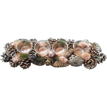 Svícen Vánoční svícen, přírodní svícny na 4 čajové svíčky vícebarevná