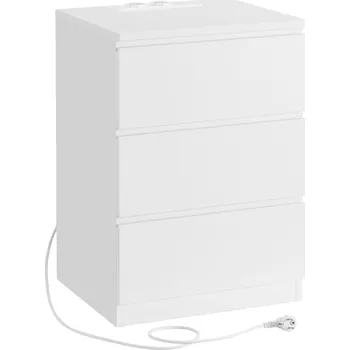 Noční stolek Noční stolek s vestavěnou napájecí lištou 2 x zásuvka AC a USB, 3 zásuvky