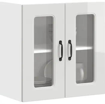 Kuchyňská nástěnná skříňka se skleněnými dvířky "Kalmar" z vysoce lesklého bílého dřeva