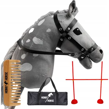 Hobby horsing HOBBY HORSE SADA: KŮŇ NA TYČI A4 + SKOKOVÁ PŘEKÁŽKA 120 CM + HŘEBEN