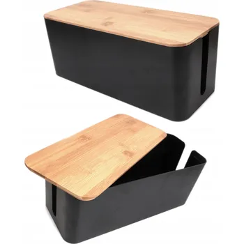 ORGANIZÉR / BOX NA KABELY, LIŠTY, DŘEVO, ČERNÝ