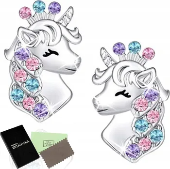 Náušnice NÁUŠNICE JEDNOROŽCI STŘÍBRNÉ PRO DÍVKU 925