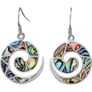 Náušnice Stříbrné náušnice s paua perletí Ag 6,0 g spirála