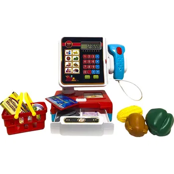 Hra na obchod DĚTSKÁ POKLADNA S ČTEČKOU, KALKULAČKOU A HRAČKA