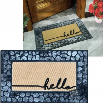 Rohožka Domik Gumová rohožka před dveře s nápisem hello, protiskluzová, 45x75 cm