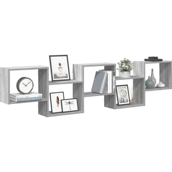 police Nástěnná police 5 přihrádek šedá sonoma kompozitní dřevo