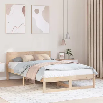 Nábytek Rám postele s čelo Přírodní 140 x 190 cm Masivní borové dřevo
