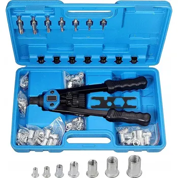 Nýtovací pistole RUČNÍ Nýtovací kleště pro nýtovací matice M3-M12 SADA 300 ks + TRANSPORTNÍ KUFR