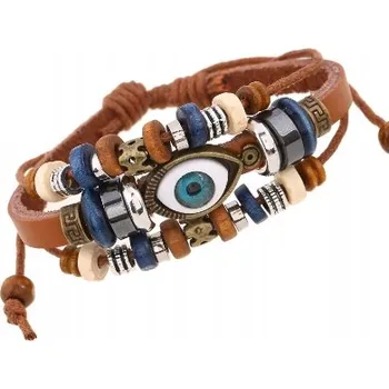 Náramek Pánský kožený náramek ručně pletený