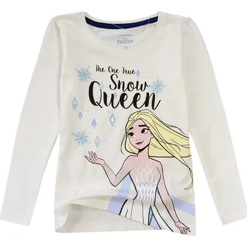 FROZEN LEDOVÉ KRÁLOVSTVÍ DÍVČÍ TRIČKO s dlouhým rukávem BAVLNA ecru 116 D060F