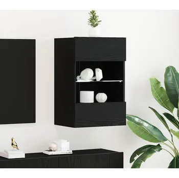 Televizní stolek Sestava TV skříněk Nástěnný 2 pcs Černá 40 x 30 x 60,5 cm