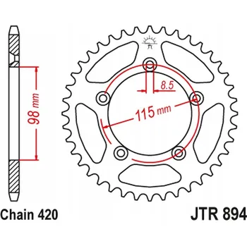 Řetězová sada pro motocykl ROZETA ŘETĚZOVÉHO KOLA JT SPROCKETS ZADNÍ JTR894.48ZBK