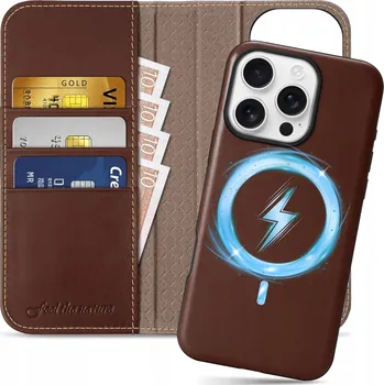 Pouzdro na mobilní telefon Pouzdro s klopou Shieldon pro Apple iPhone 16 Pro Max, hnědé