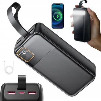 Powerbanka Powerbank 50000mAh Mega výkonná Rychlé nabíjení Svítilna Barva Černá