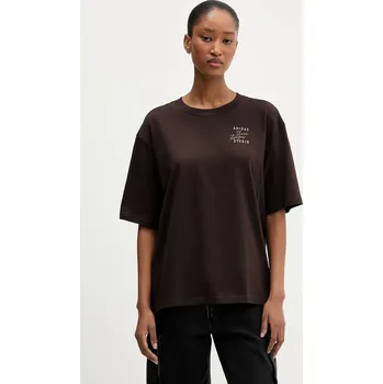 Dámské tričko Bavlněné tričko adidas dámské, hnědá barva, KT3274 89X, vel. S