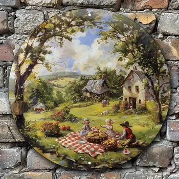 Plechová cedule BAF RETRO plechová cedule 2D - RODINNÝ PIKNIK průměr 20 cm