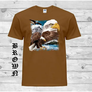 levne-bavlnene-tricko-potisk-orli Barva: Brown - hnědá, velikost: S