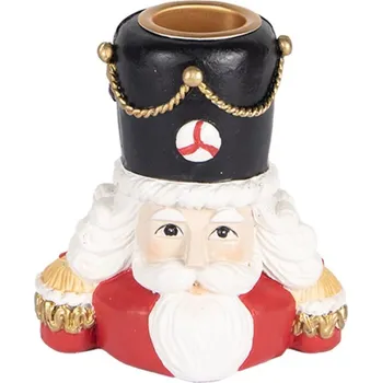 Svícen Vánoční svícen červená busta Louskáčka – 8x6x9 cm