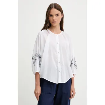 Oblečení a móda Bavlněná košile United Colors of Benetton 5VZCDQ0BN bílá 00X, vel. M