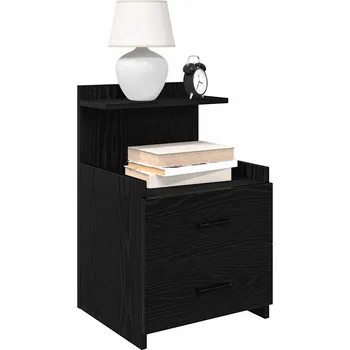 Noční stolek Noční stolek se 2 zásuvkami černý 40x36,5x62 cm