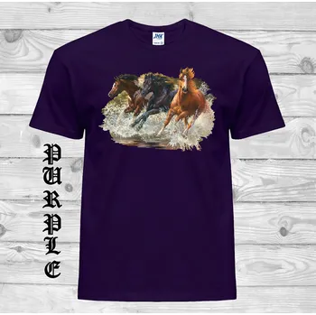 Pánská móda levne-bavlnene-chopper-tricko-potisk-3-kone Barva: Purple - purpurová, velikost: L