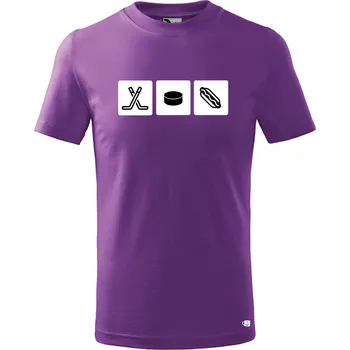 Dětské tričko s potiskem hokej Velikost: 158/12 let, Barva trička: Fialová
