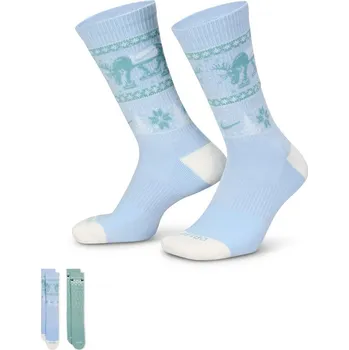 Vysoké bavlněné ponožky Nike EVERYDAY PLUS CUSHIONED (2 PAIRS) modré HV6939-903 - XL | UK 5,5 | US 6