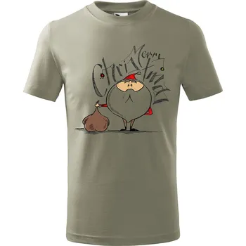 Dětská móda Dětské tričko Santa s dárky Velikost: 134/8 let, Barva trička: Světle khaki