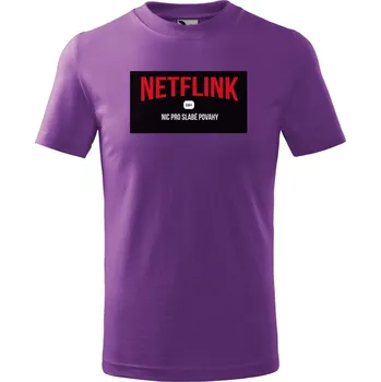 Dětské tričko s potiskem Netflink Velikost: 110 /4 roky, Barva trička: Fialová