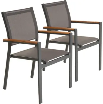 Zahradní stohovatelná kovová židle, antracit, sada 2 ks