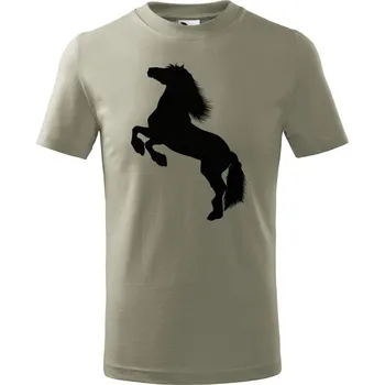 Dětské tričko s potiskem Kůň Velikost: 158/12 let, Barva trička: Světle khaki