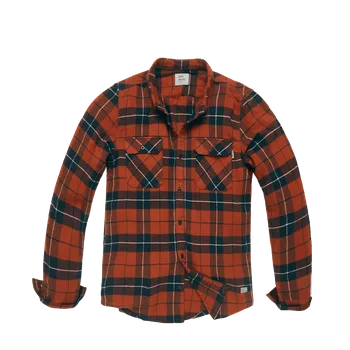 Košile Sem Flannel Vintage Industries kostkovaná - Oranžová Velikost: XL