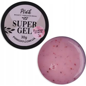 Lak na nehty Modelovací gel na nehty Pink Super Gel Flowers in Milk 5 (30 ml)