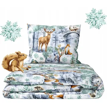 Povlečení Dětské povlečení 140x200cm pro děti, CERTIFIKÁT, Winter Forest Green