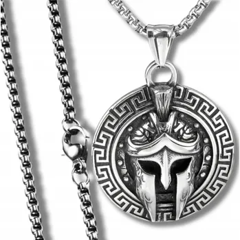 Náhrdelník Pánský náhrdelník z chirurgické oceli – spartánská maska bojovníka s řetízkem