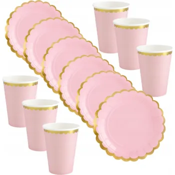 Jednorázové nádobí Sada růžových talířků Kelímky Papírové kelímky Talíře k narozeninám