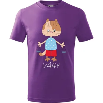 Dětské tričko Zvěrokruh kočky Váhy Velikost: 110 /4 roky, Barva trička: Fialová