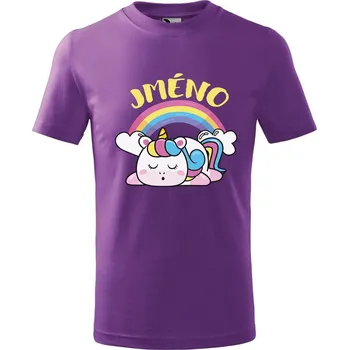 Dětské tričko Spící jednorožec Velikost: 110 /4 roky, Barva trička: Fialová