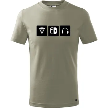 Dětské tričko s potiskem pizza Velikost: 122/6 let, Barva trička: Světle khaki