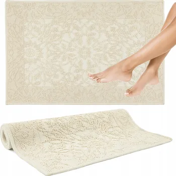 Koupelnová předložka KOUPELNOVÁ PŘEDLOŽKA BÉŽOVÁ PROTISKLUZOVÁ BAVLNĚNÁ 60x90CM PRATELNÁ HEZKÁ