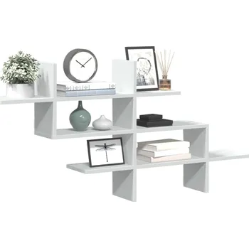 Obývací pokoj Nástěnná police bílá 124,5 x 18 x 60,5 cm kompozitní dřevo