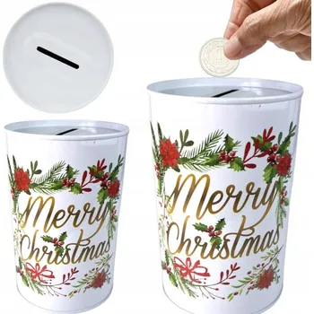 Pokladnička KOVová pokladnička na peníze, bankovky, vánoční DÁREK k Vánocům