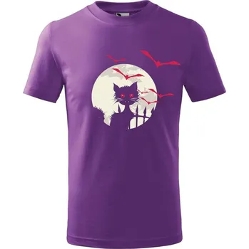 Chlapecké oblečení DOBRÝ TRIKO Dětské tričko Kočka a netopýři Velikost: 158/12 let, Barva: Fialová
