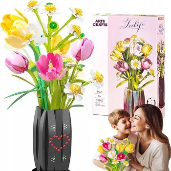 ostatní stavebnice KYTICE TULIPÁNŮ 1250 DÍLKŮ STAVEBNICE KVĚTIN BOTANICKÁ SADA DIY DÁREK